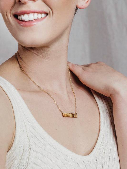 Petite Baguette Necklace with Gold Chain