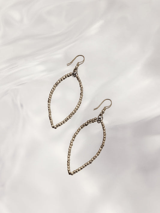 Silver Beaded Hoop Earrings