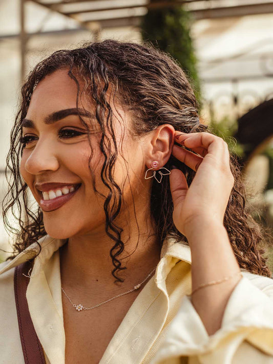 Hyacinth Pink Flower Jacket Earrings