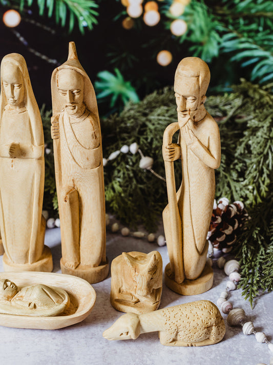 Hand-Carved Musave Wood Nativity Set