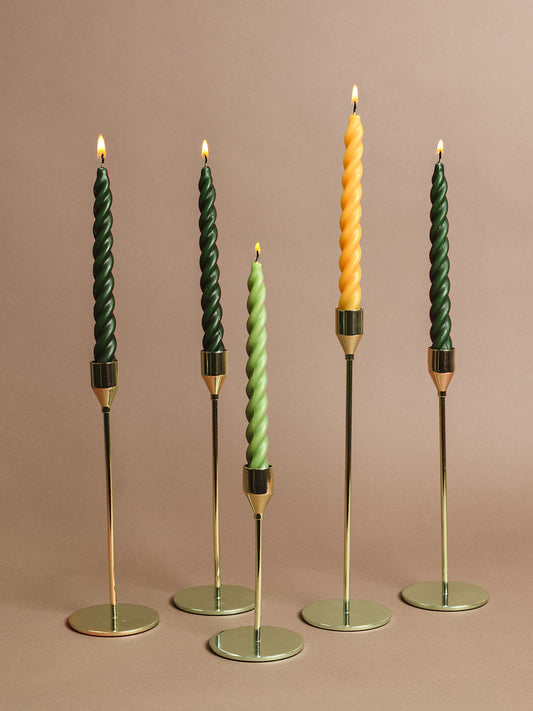 Hand-Dipped Advent Candles Set - Twisted Greens