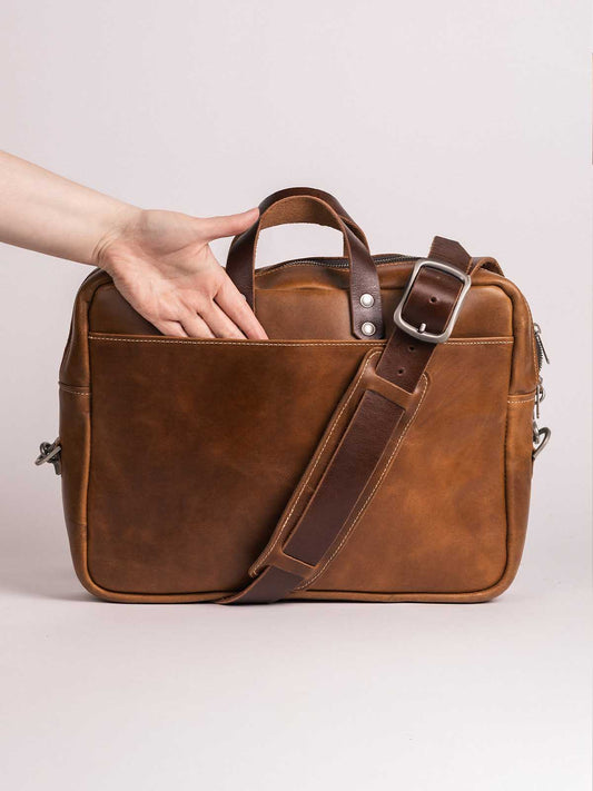 Executive Leather Laptop Messenger Bag