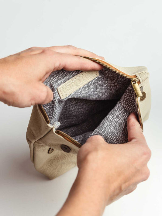 Asymmetric Leather Makeup Bag