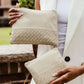 Woven Leather Pouchette in Bone