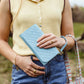 Large Woven Leather Wristlet Wallet- Sky Blue