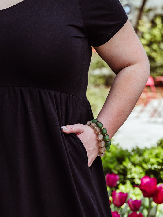 Jayde V-Neck Black Tiered Dress