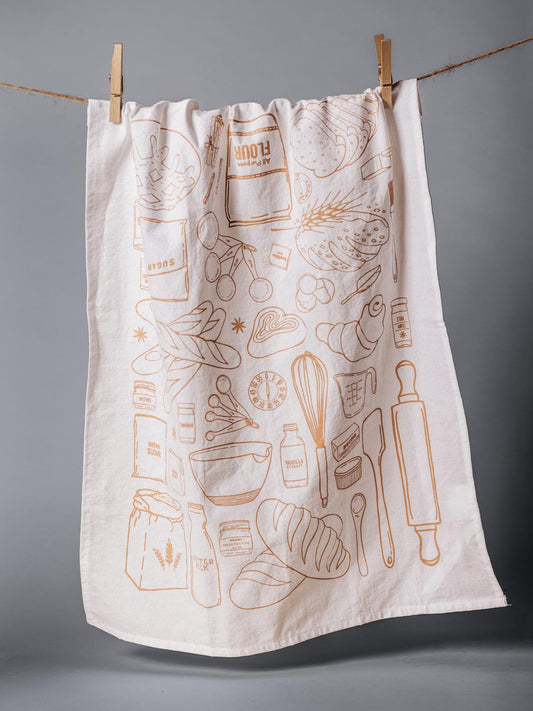 Bread Making Watercolor Tea Towel