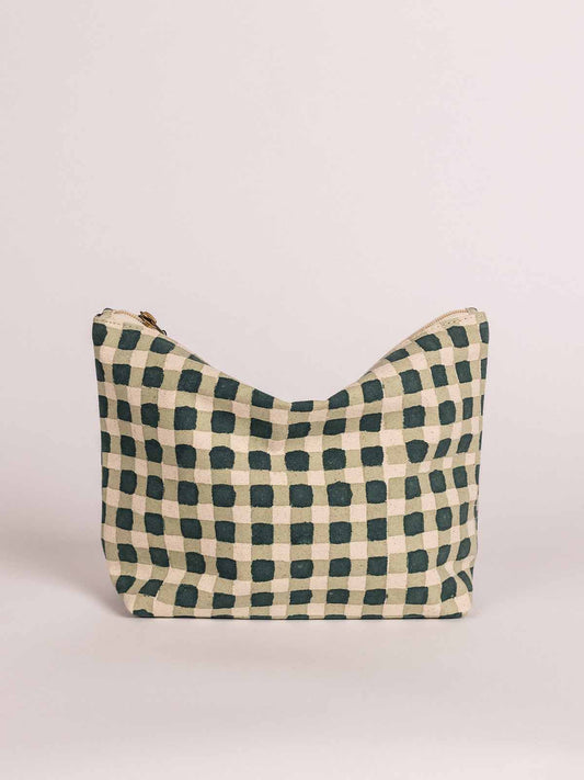 Large Waterproof Pouch -Evergreen Gingham
