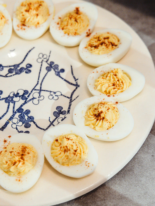 Blue Floral Ceramic Egg Plate