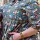 Teal Somerset Block Print Cotton Dress