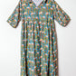 Teal Somerset Block Print Cotton Dress
