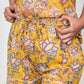 Canary Blooms Block Print Pajama Shorts Set
