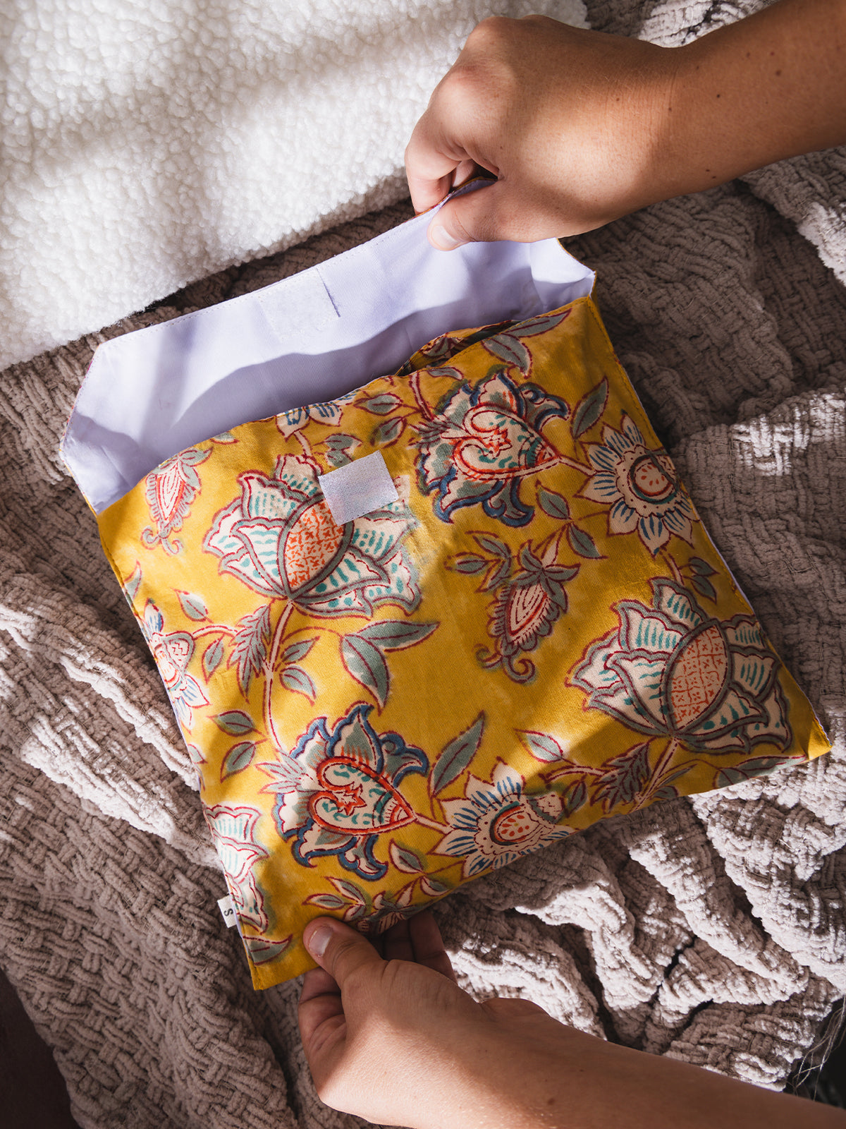 Canary Blooms Block Print Pajama Shorts Set