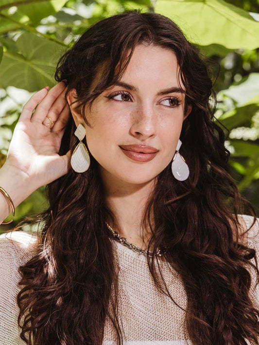 Poise Gold & White Earrings