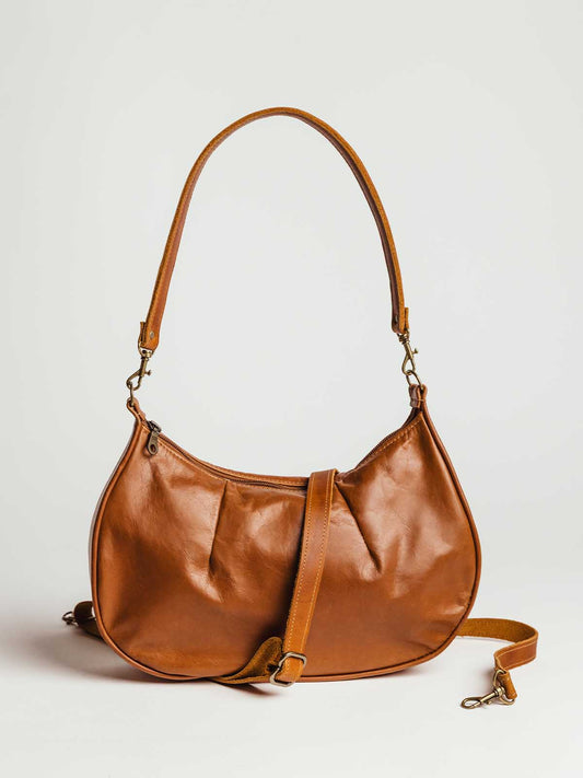 Aurora Leather Shoulder Bag in Cognac