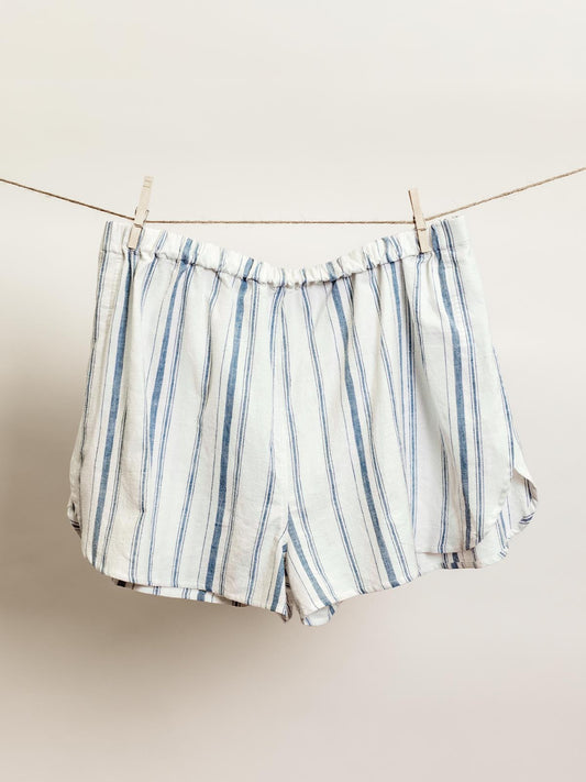The Rest Collection Sleep Shorts- Blue & White Stripes