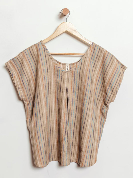 The Rest Collection Sleep Shirt- Tan Stripes
