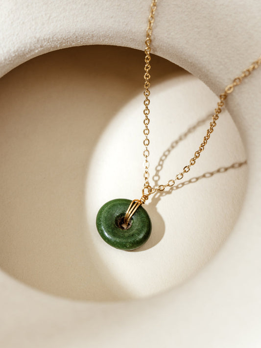 Green Glass Pendant Necklace