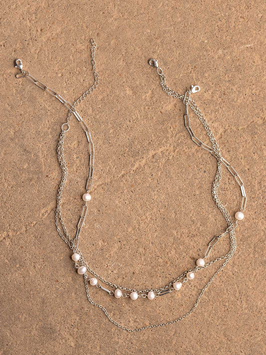 Coquette Silver Layered Necklace Set (Interchangeable)